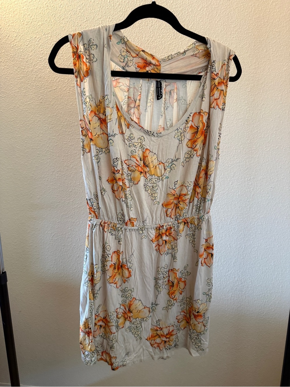 Sleeveless Floral Summer Tunic/Dress in Cream and Orange